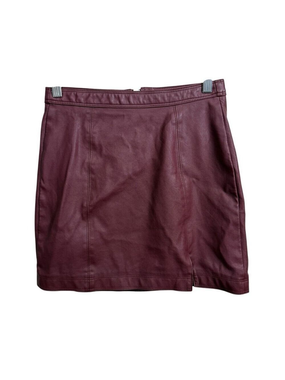 Altar’d State Burgundy Faux Leather Mini Skirt Back Zip Size‎ Small